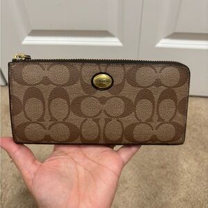 Coach Brown and Gold Zip Wallet